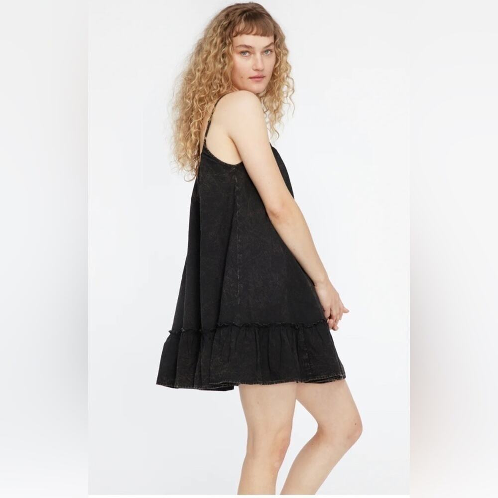 Anthropologie‎ LACAUSA Reina Mini Dress in Black Mineral Wash Size M NWT